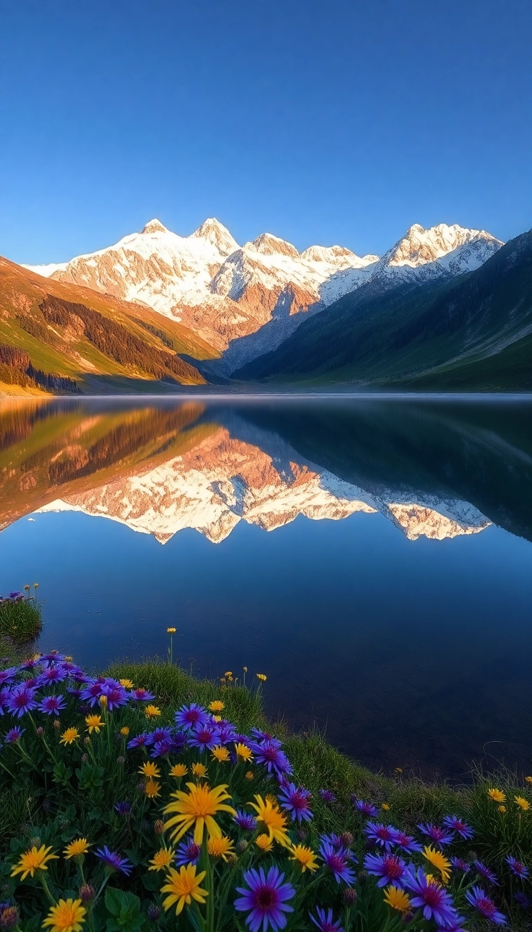 iPhone Relaxing Spring Mountain Reflection Luxury Background Stock Image
